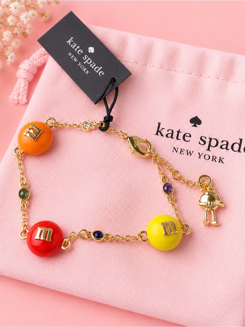 kate spade Gold-Tone Bracelet with Yellow, Red & Orange M&M Beads